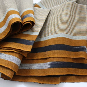 Carton Brown Aso Oke with Bold Gold Stripes