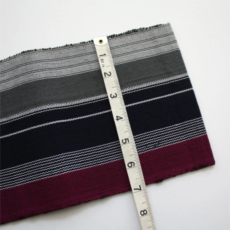 Magenta and Grey Aso Oke, Woven Strip Fabric