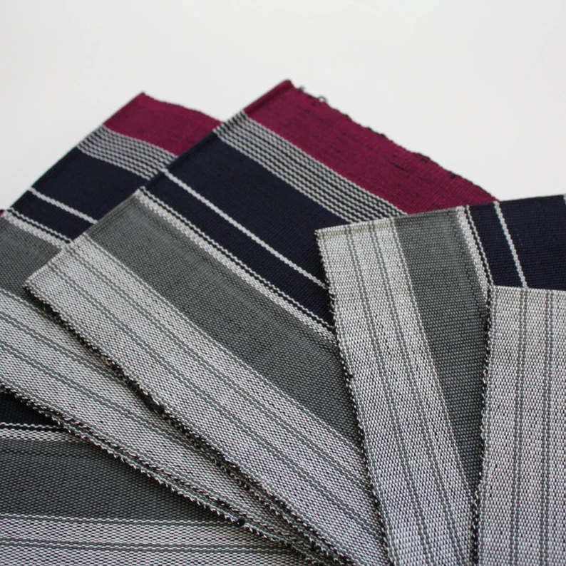 Magenta and Grey Aso Oke, Woven Strip Fabric